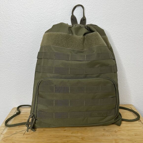 Highland Tactical Green Back Pack Bag Drawstring Mesh Shoulder Straps Molle Webb